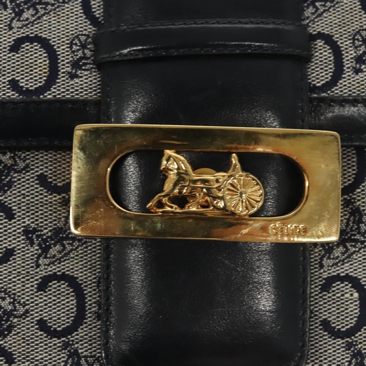 Celine C Sulky Shoulder bag Canvas and Leather, NAVY, CANVAS, Shoulder bag