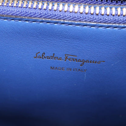 Salvatore Ferragamo Studio Satchel Leather, BLUE, LEATHER, Handbag