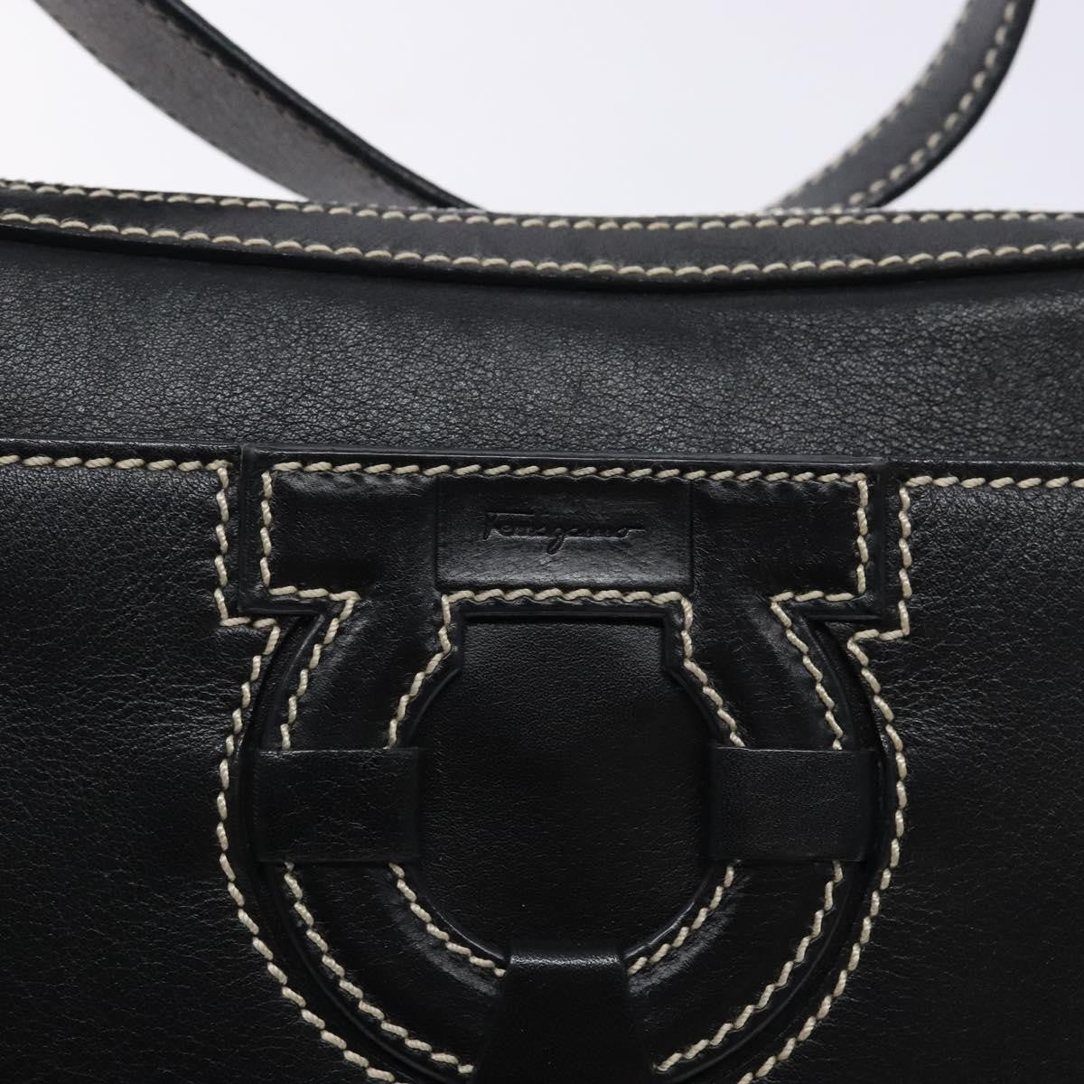Salvatore Ferragamo Gancini Shoulder Bag Leather, BLACK, LEATHER, Shoulder bag