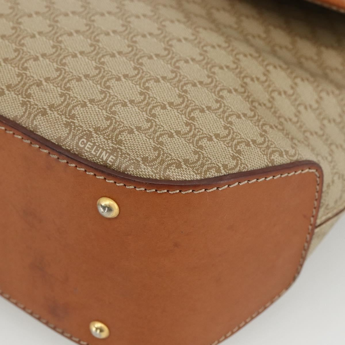 Celine Vintage Macadam Handbag Canvas and Leather, Beige, Canvas, Handbag