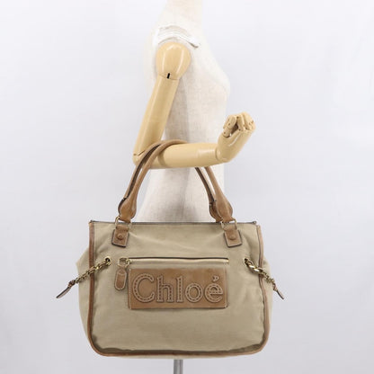 Chloe Harley Handbag Canvas with Leather, BEIGE, CANVAS, Handbag