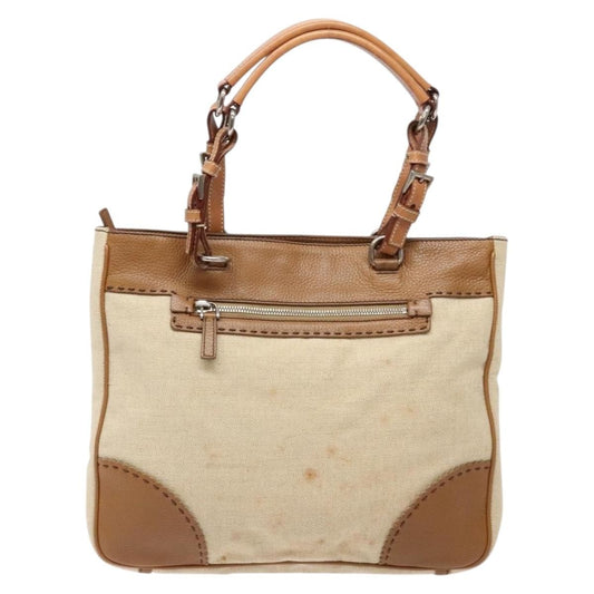 Prada Vintage Convertible Tote Canvas and leather, BEIGE, CANVAS, Tote bag
