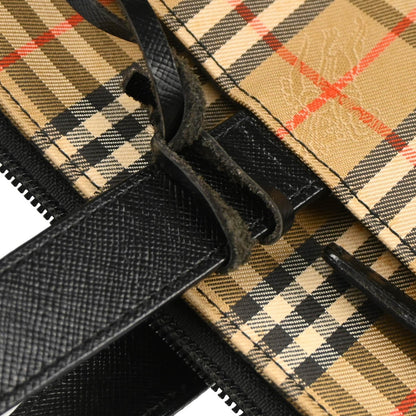 Burberry Nova Check Tote Nylon and Leather, BEIGE, CANVAS, Tote bag