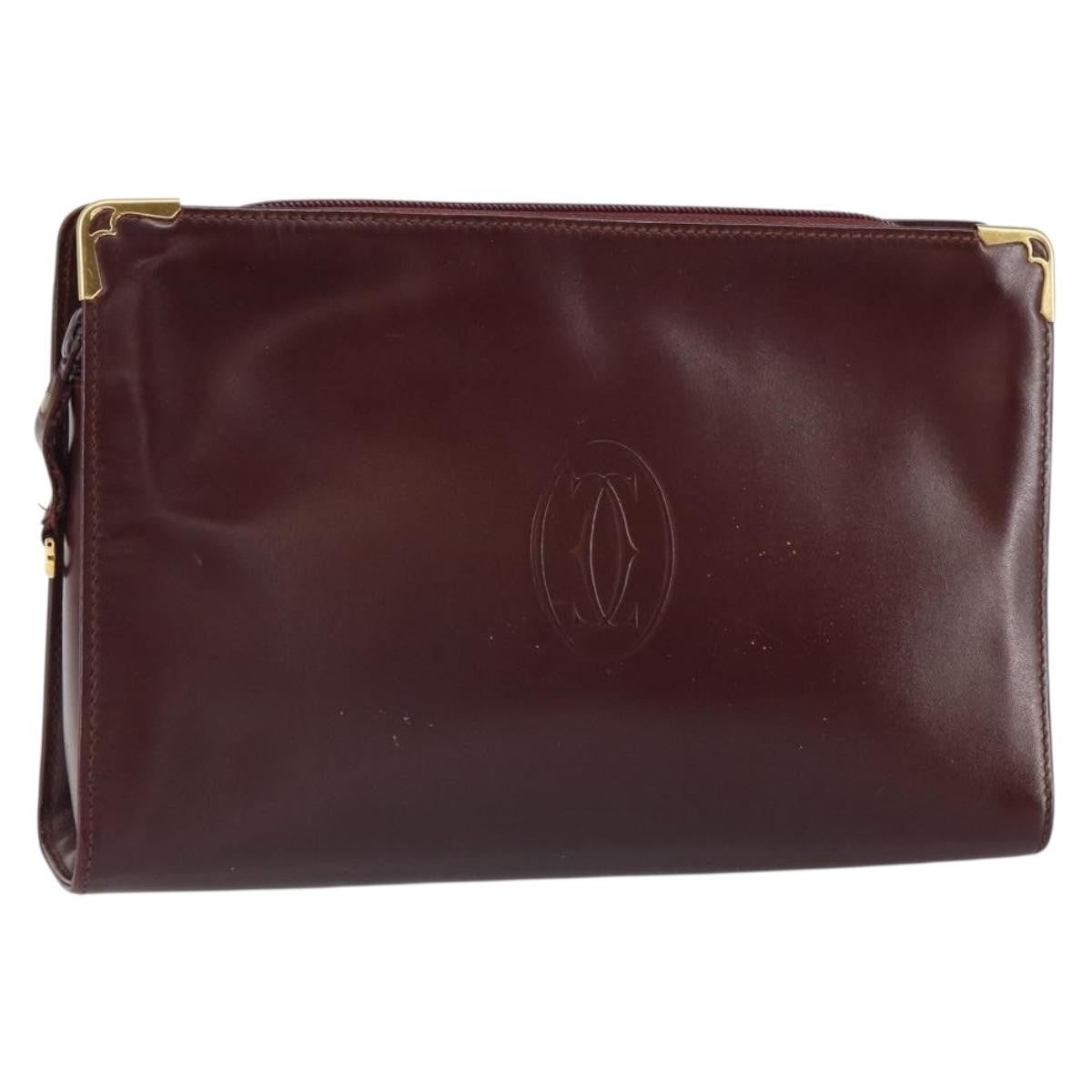 cartier Must de Cartier Clutch bag Leather, BURGUNDY, LEATHER, Clutche & pouche