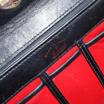 Gucci Vintage Convertible Box Crossbody Bag Leather, BLACK, LEATHER, Handbag