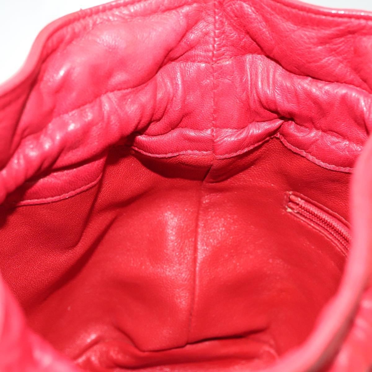 Chanel Drawstring Bucket Bag Lambskin, RED, LEATHER, Crossbody bag