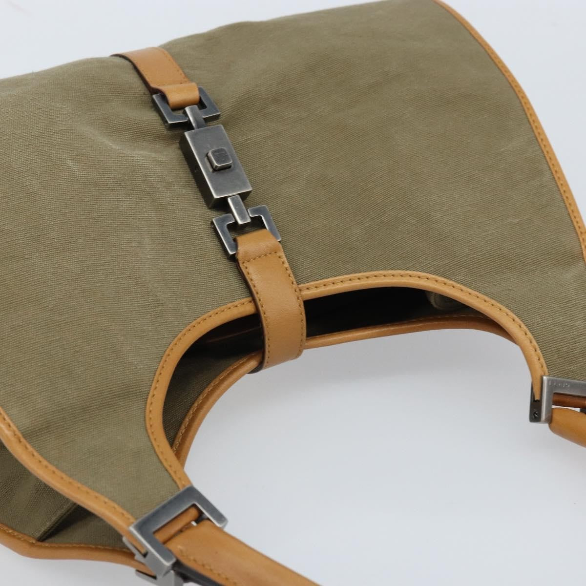Gucci Vintage Jackie Handbag Canvas, Beige, Canvas, Handbag
