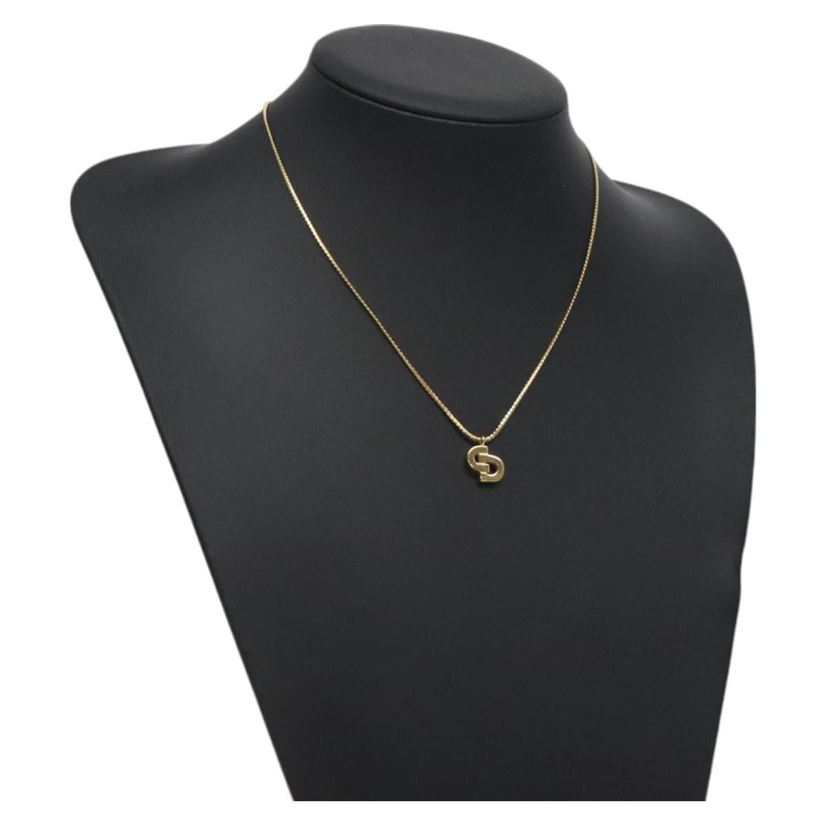 Christian Dior CD Pendant Necklace Metal, GOLD, METAL, Necklace