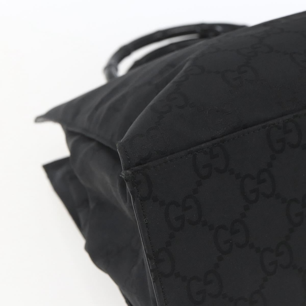 Gucci Vintage Bamboo Handle Tote GG Nylon, Black, Nylon, Tote Bag