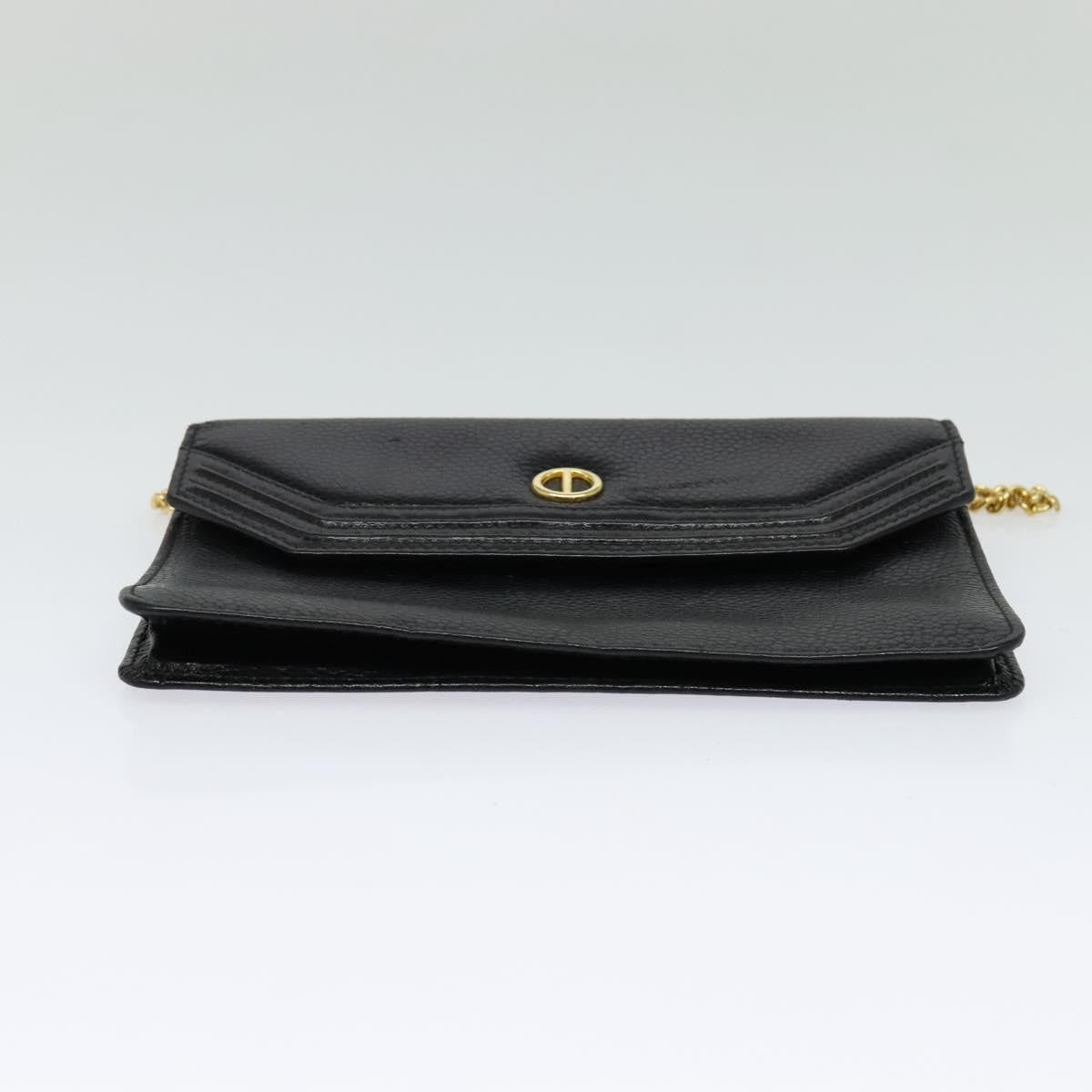 Christian Dior Vintage Chain Flap Shoulder Bag Leather, BLACK, LEATHER, Shoulder bag