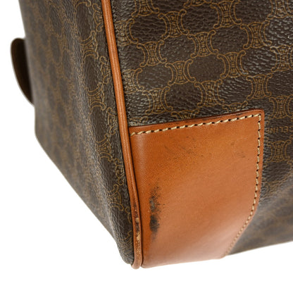 Celine Vintage Macadam Boston bag Canvas and Leather, BROWN, CANVAS, Travel bag