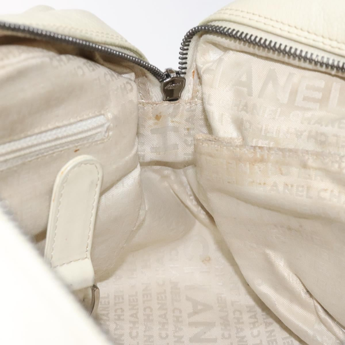 Chanel Square Stitch Shoulder Bag Quilted Caviar, WHITE, LEATHER, Shoulder bag