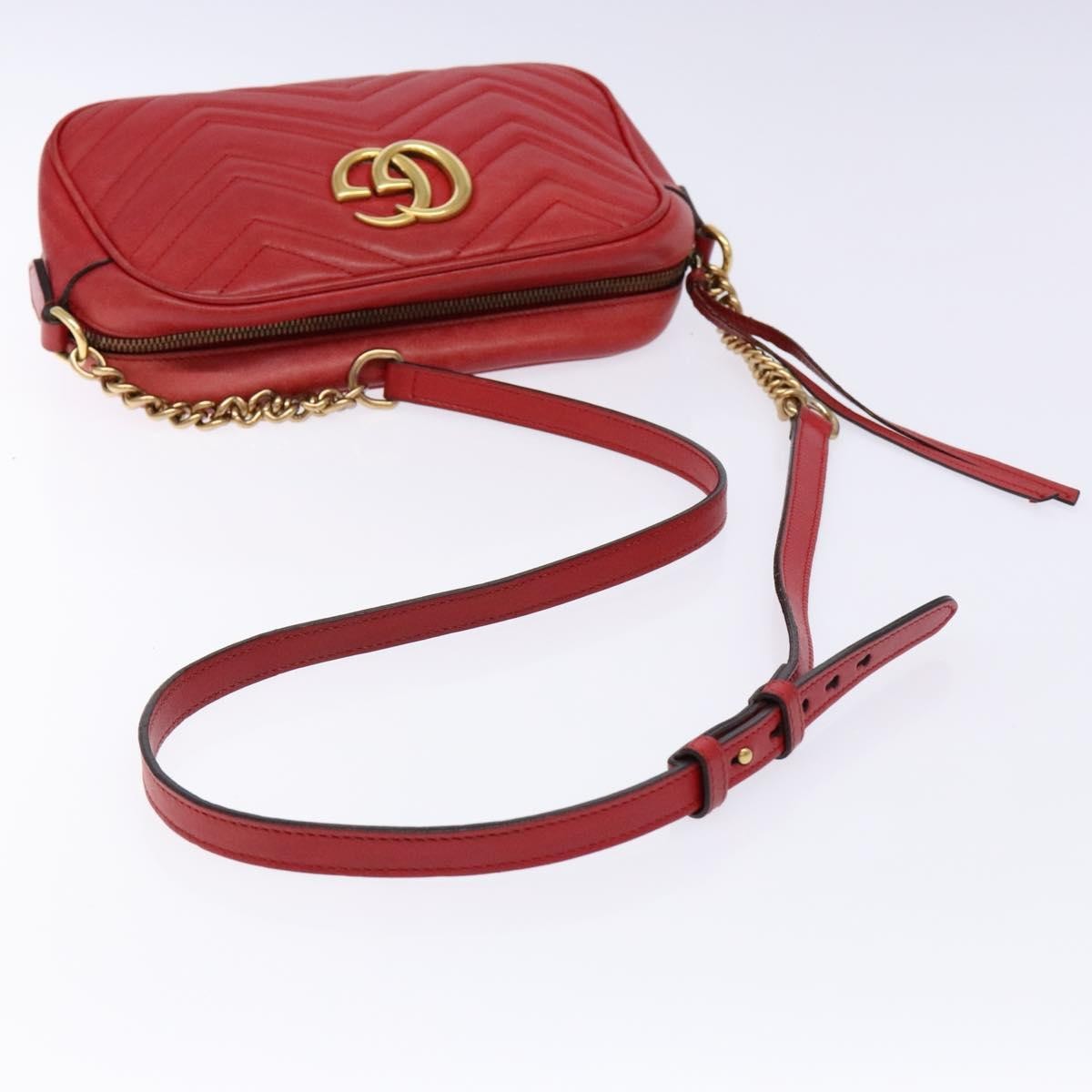Gucci GG Marmont Monochrome Shoulder Bag Matelasse Leather, RED, LEATHER, Shoulder bag