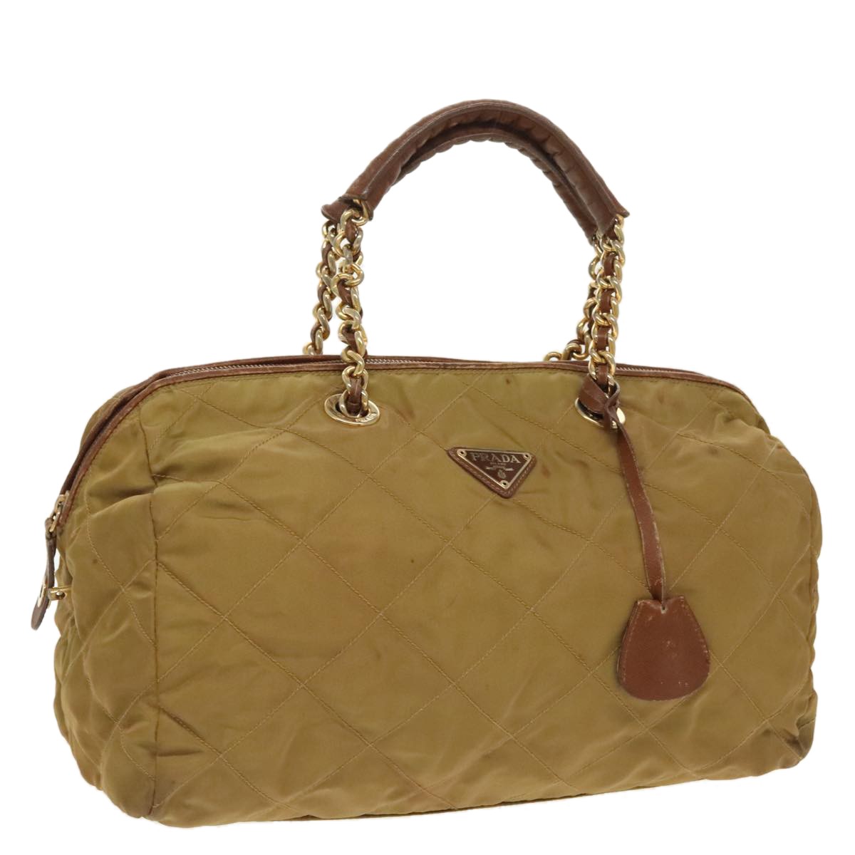 Prada Chain Shoulder Bag Tessuto, BEIGE, NYLON, Shoulder bag