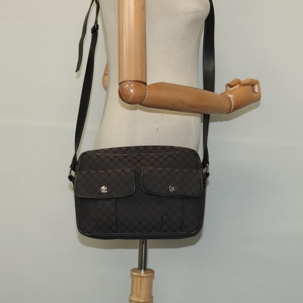 Celine Vintage Macadam Shoulder Bag Canvas, BLACK, CANVAS, Shoulder bag