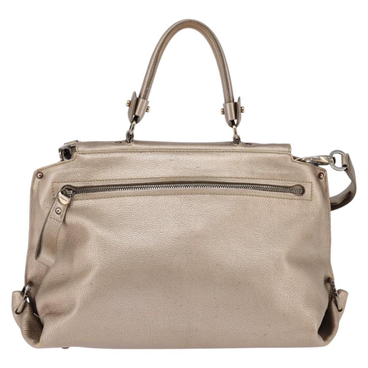 Salvatore Ferragamo Sofia Satchel Leather, BEIGE, LEATHER, Handbag