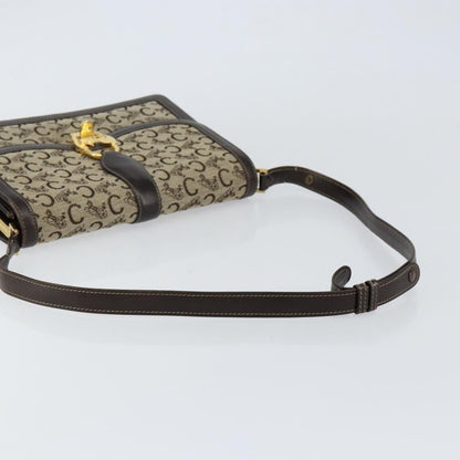 Celine C Sulky Shoulder bag Canvas and Leather, BROWN, CANVAS, Shoulder bag