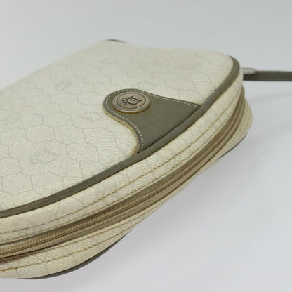 Christian Dior Vintage Honeycomb Zip Pouch Coated Canvas, WHITE, LEATHER, Clutche & pouche