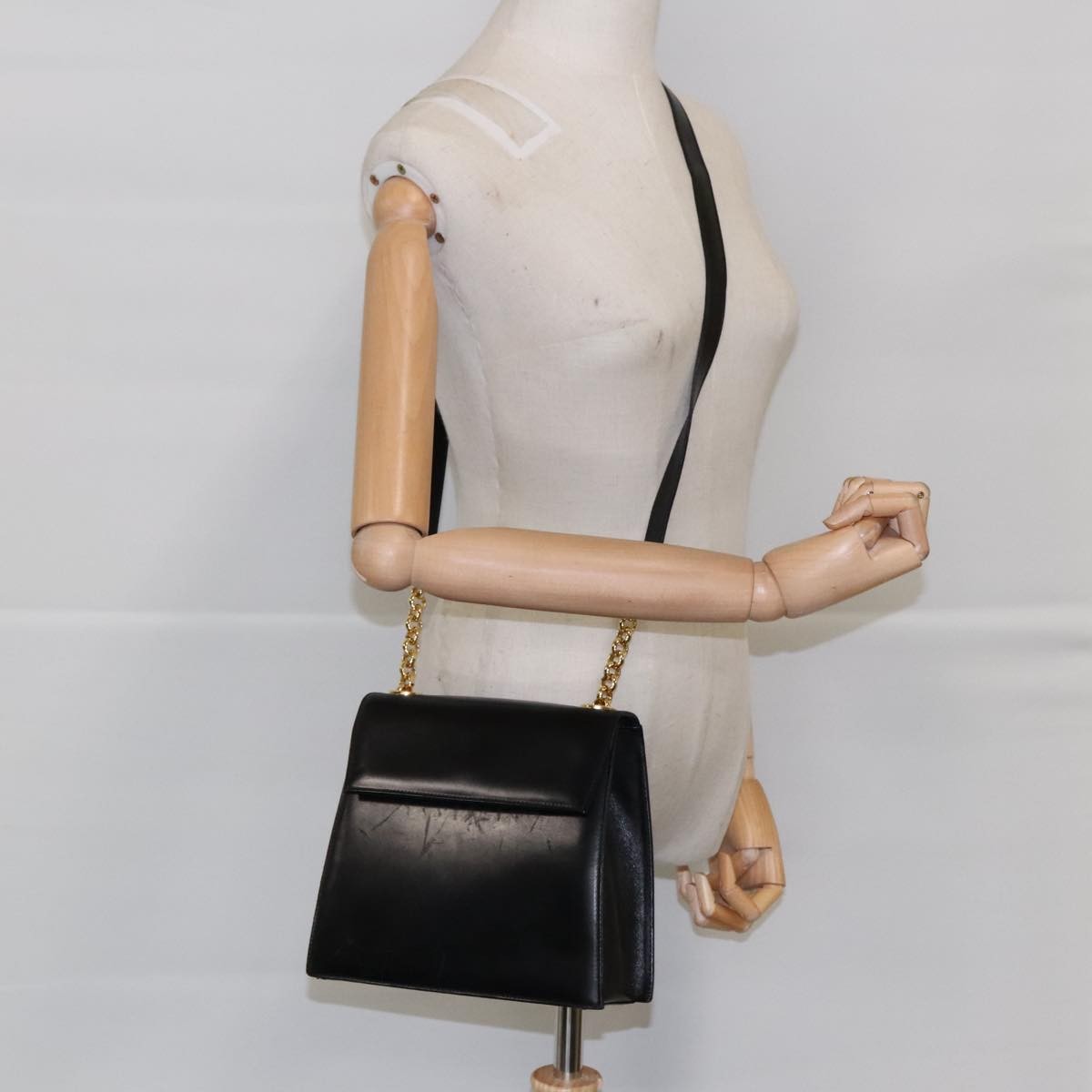 Salvatore Ferragamo Vintage Shoulder Bag Leather, BLACK, LEATHER, Shoulder bag