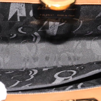 Salvatore Ferragamo Vintage Gancini Chain Shoulder Bag Leather, BEIGE, LEATHER, Shoulder bag