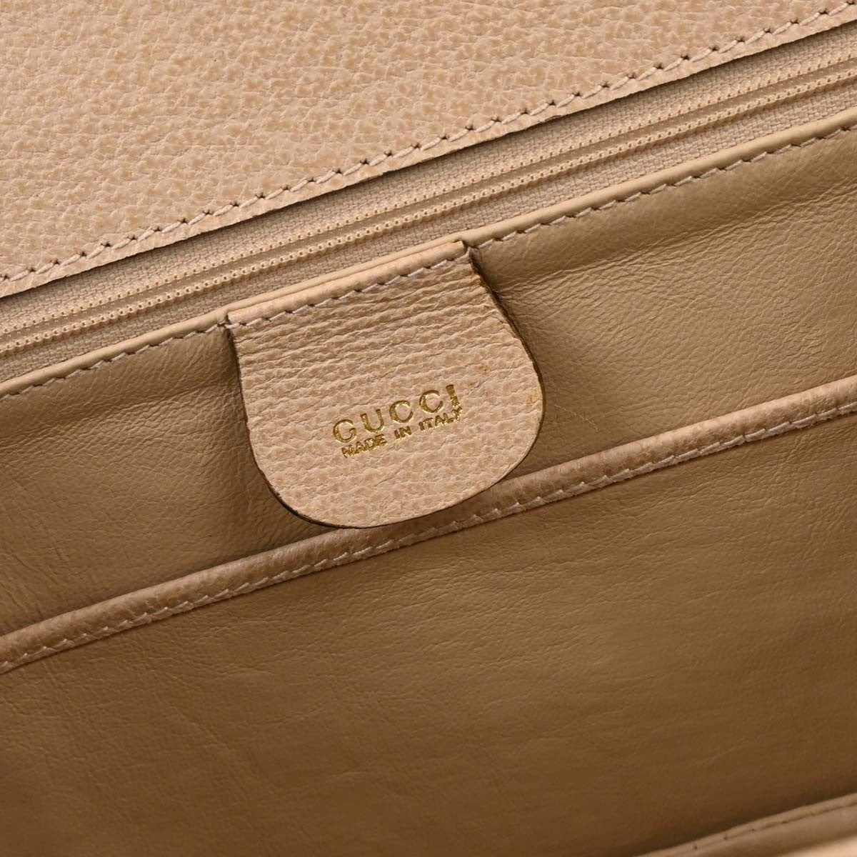 Gucci Vintage Convertible Bamboo Top Handle Bag Leather, BEIGE, LEATHER, Handbag