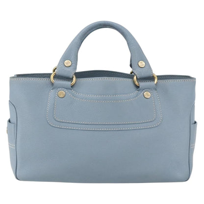 Celine Boogie Satchel Leather, BLUE, LEATHER, Handbag