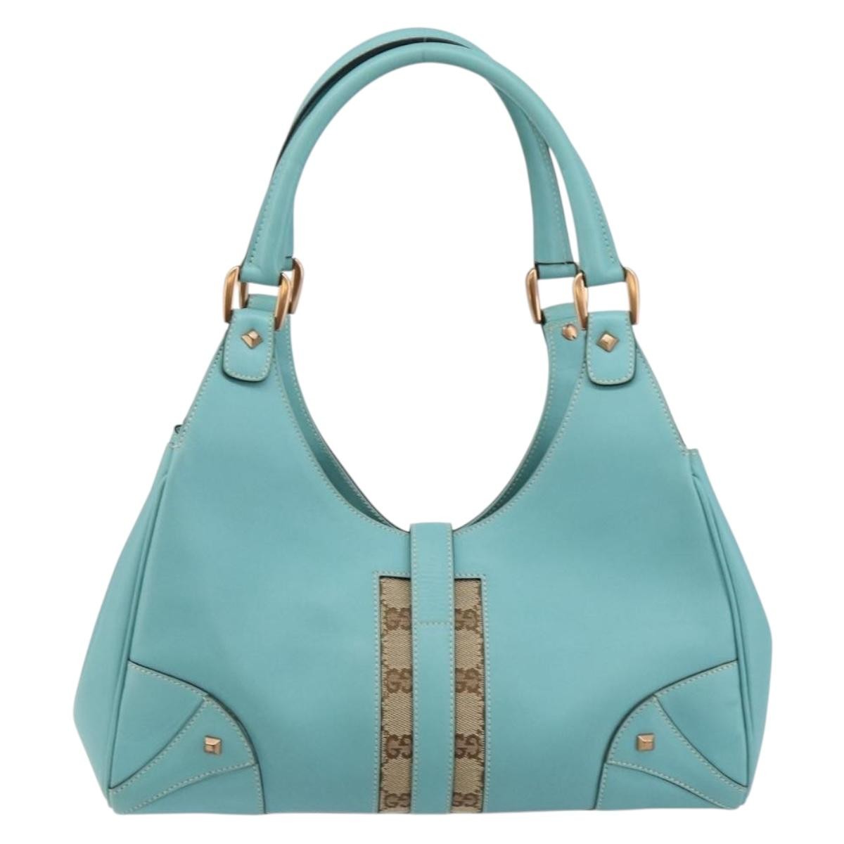 Gucci Joy Bardot Hobo Leather, BLUE, LEATHER, Shoulder bag