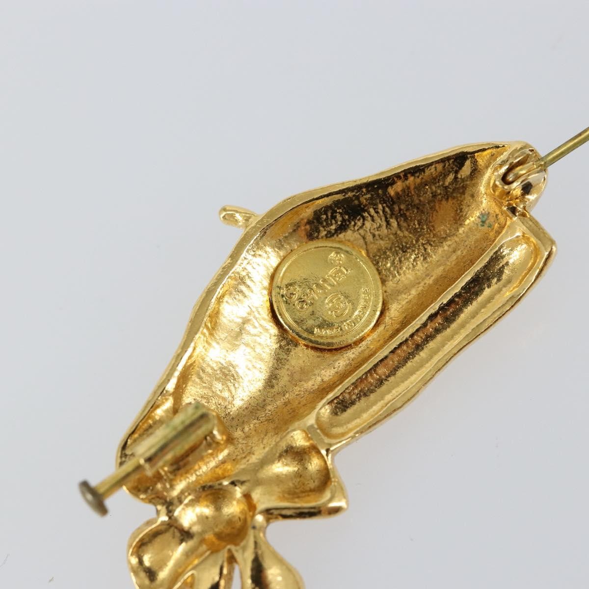 Chanel Beret Hat Brooch Gold Plated, GOLD, METAL, Brooch