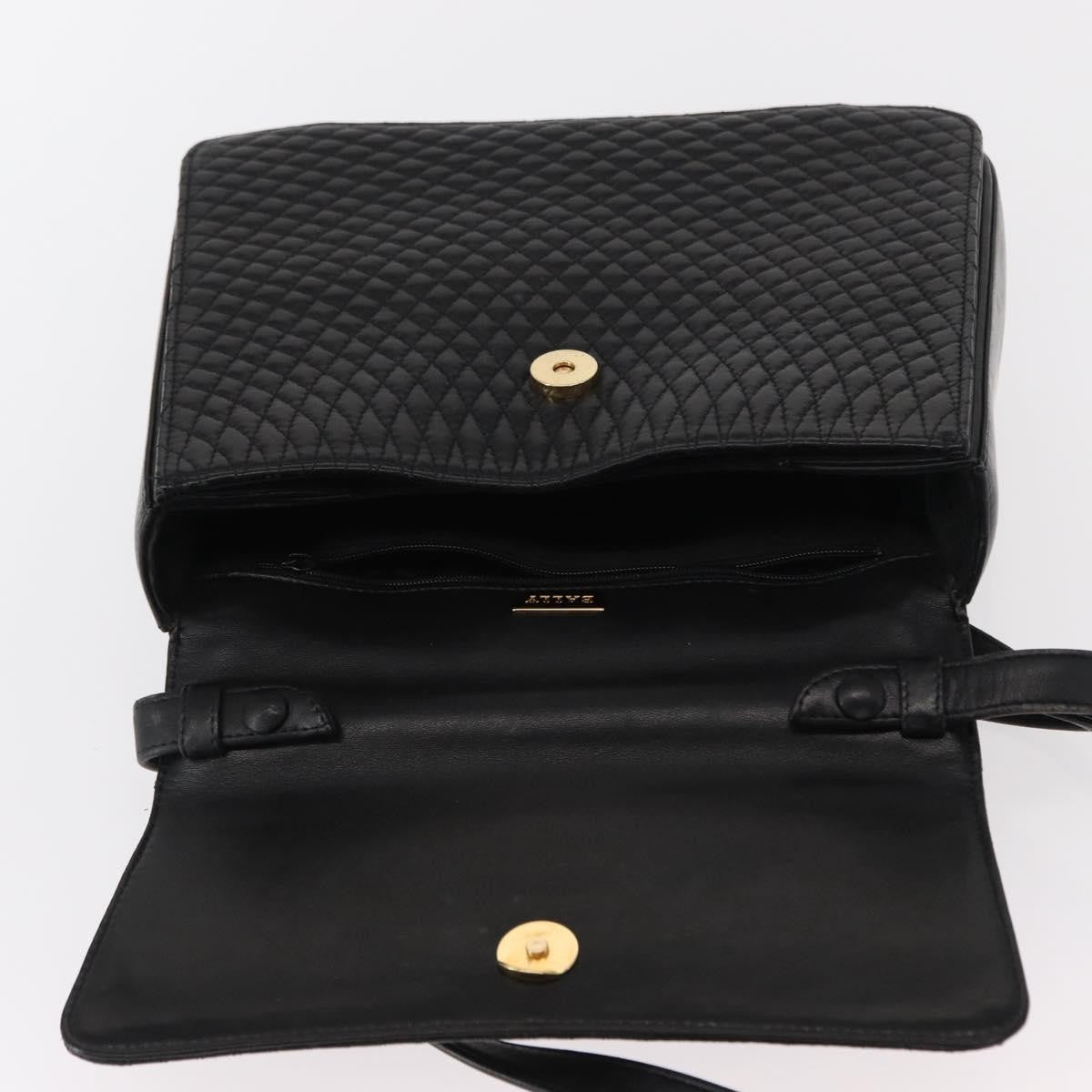 Bally Vintage Handbag Quilted Leather, BLACK, LEATHER, Handbag