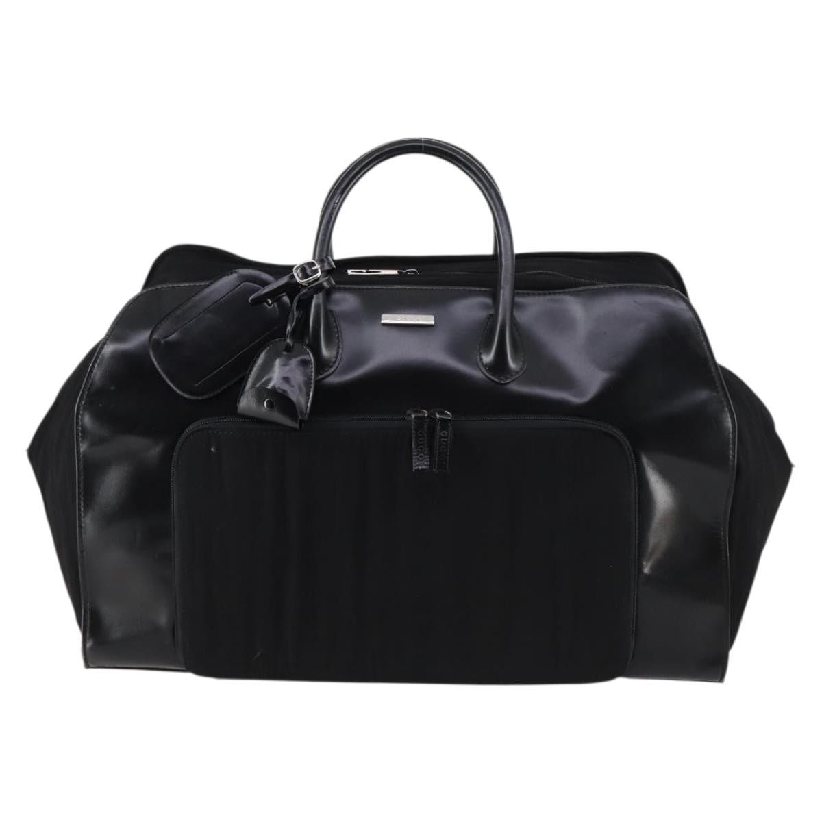 Gucci Travel Boston Bag Leather with Nylon, BLACK, LEATHER, Travel bag