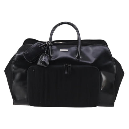 Gucci Travel Boston Bag Leather with Nylon, BLACK, LEATHER, Travel bag
