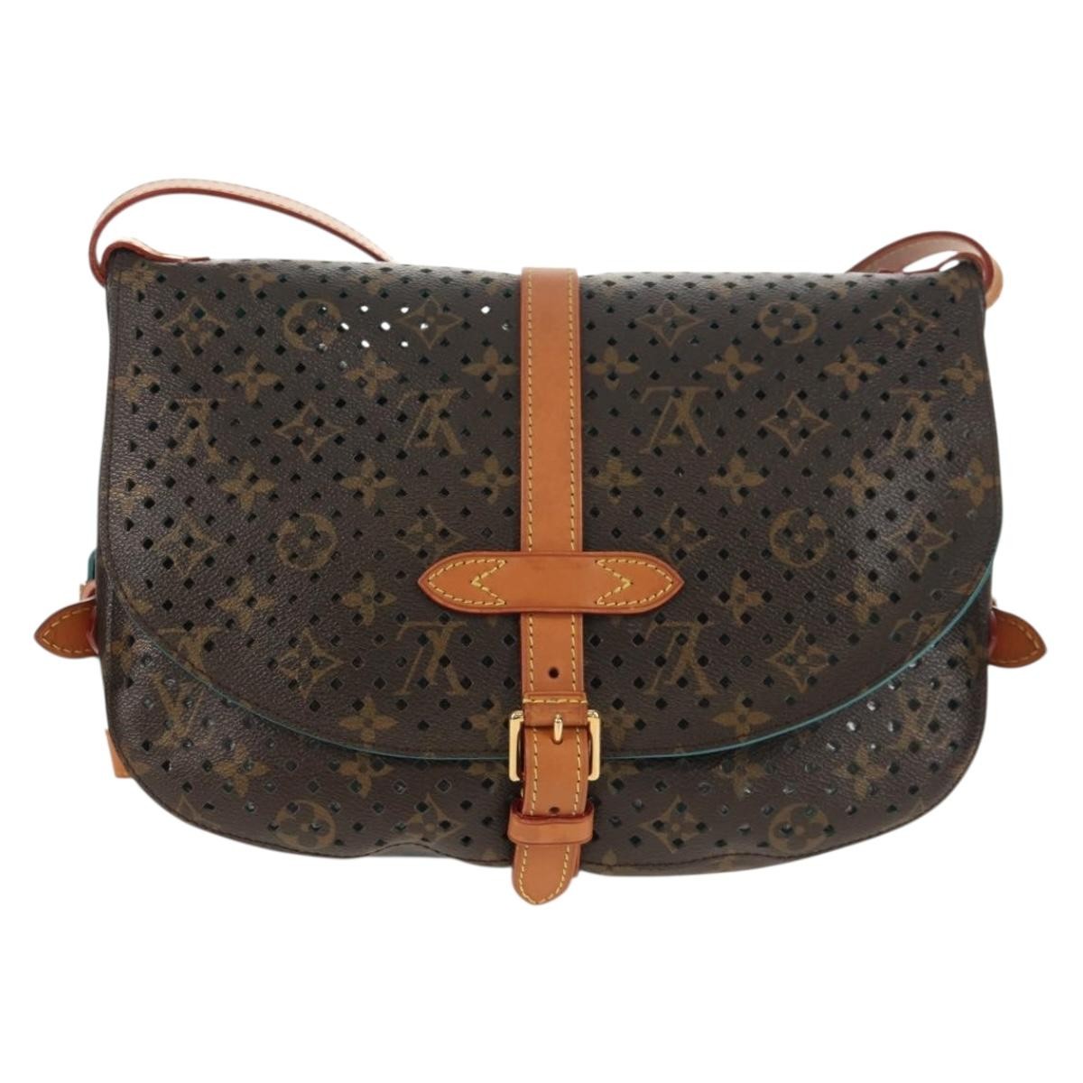 Louis Vuitton Flore Saumur Handbag Perforated Monogram Canvas, BROWN, CANVAS, Shoulder bag