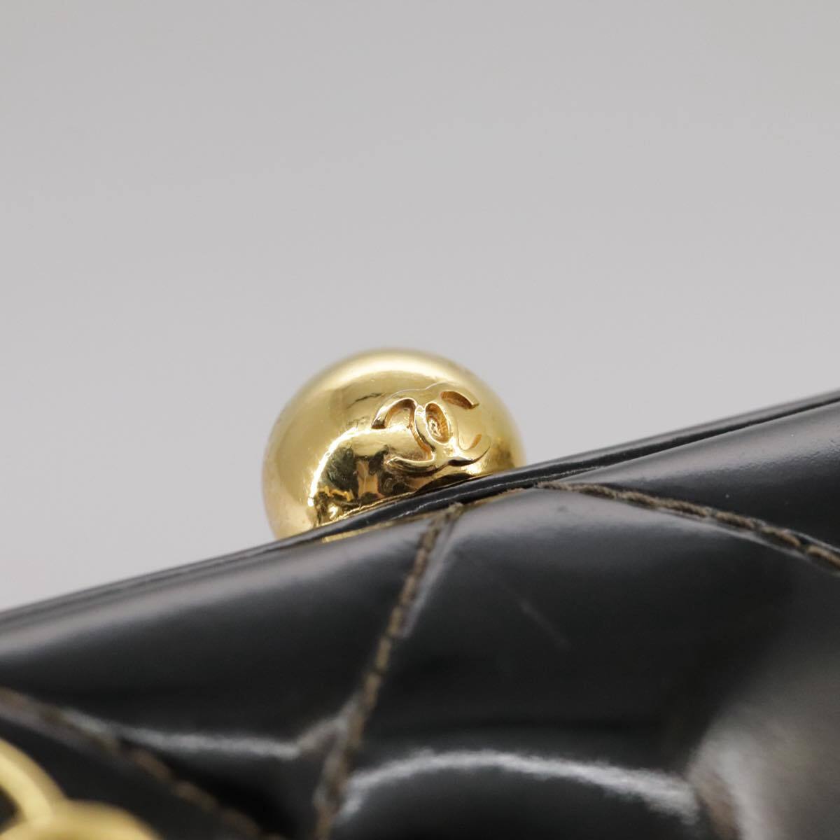 Chanel Vintage Chain Frame Bag Quilted Patent, BLACK, PATENT_LEATHER, Handbag