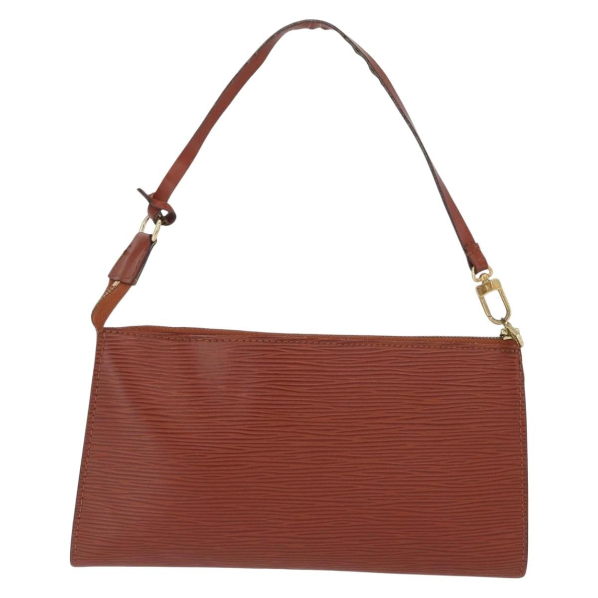 Louis Vuitton Pochette Accessoires Epi Leather, BROWN, LEATHER, Clutche & pouche