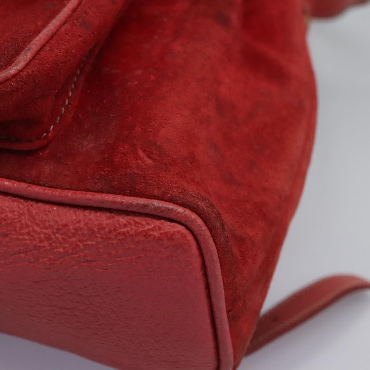 Gucci Vintage Bamboo Backpack Suede, RED, SUEDE, Backpack