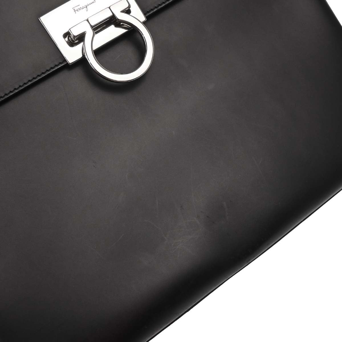 Salvatore Ferragamo Convertible Top Handle Bag Leather, BLACK, LEATHER, Handbag