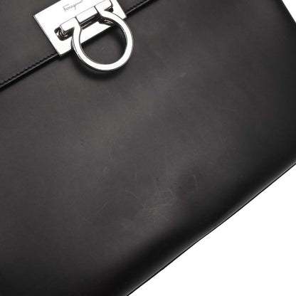 Salvatore Ferragamo Convertible Top Handle Bag Leather, BLACK, LEATHER, Handbag