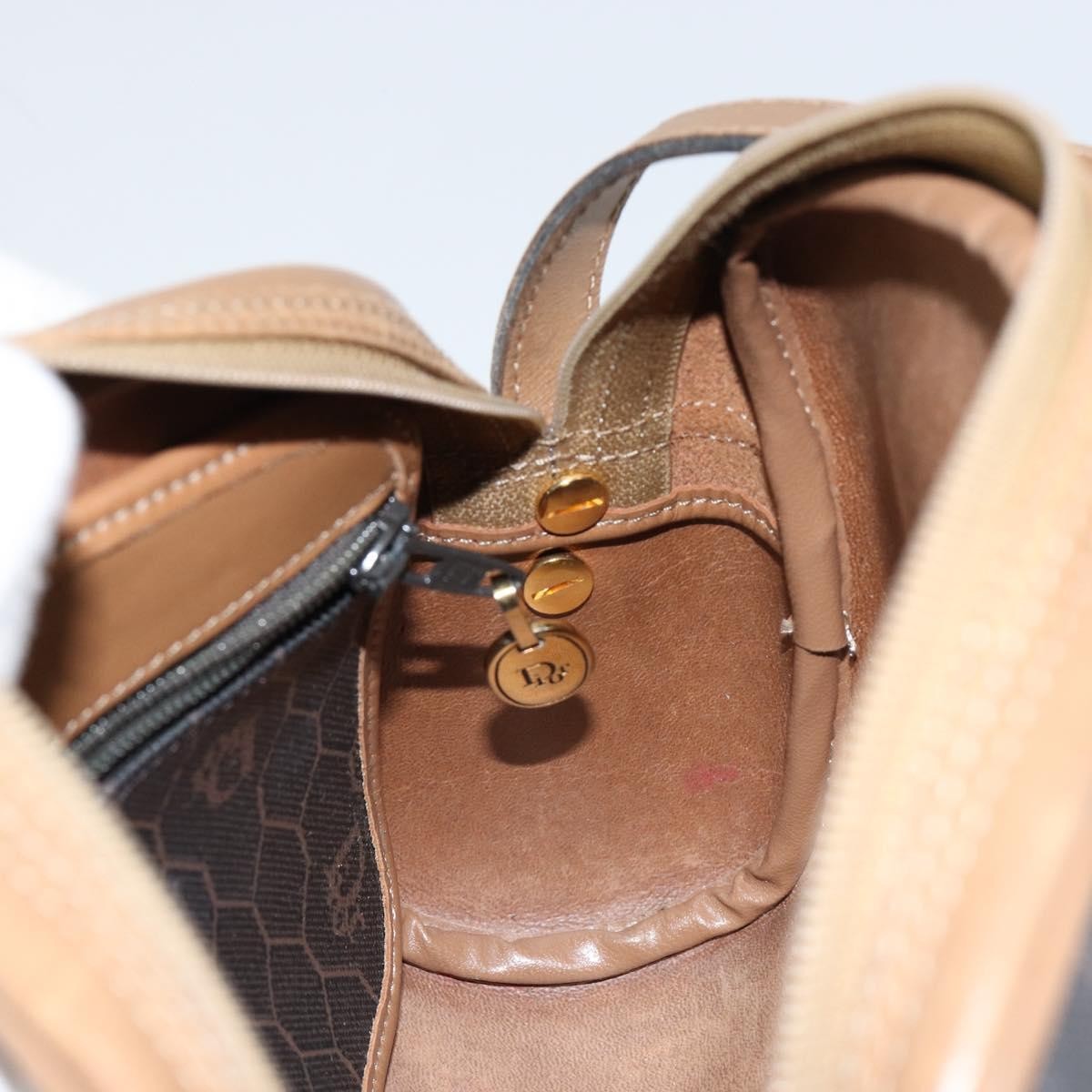 Christian Dior Vintage Honeycomb Shoulder Bag Canvas and Leather, BLACK, CANVAS, Shoulder bag