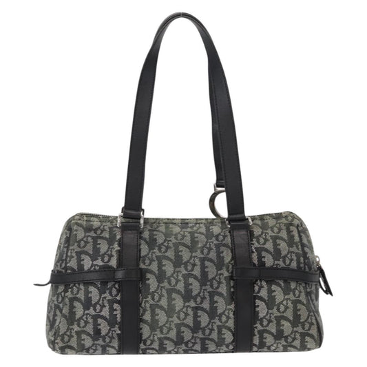Christian Dior Vintage Trotter Zip Shoulder Bag Diorissimo Canvas, BLACK, CANVAS, Shoulder bag
