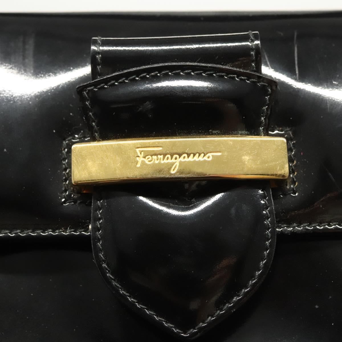 Salvatore Ferragamo Vintage Handbag Patent leather, BLACK, LEATHER, Handbag