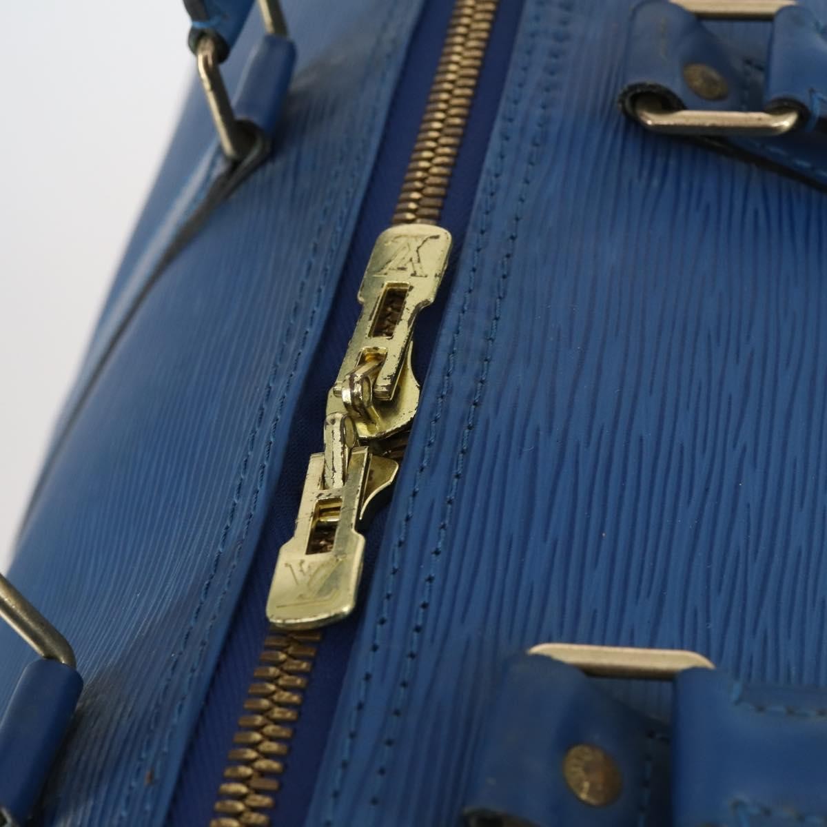 Louis Vuitton Keepall Bag Epi Leather, BLUE, LEATHER, Travel bag