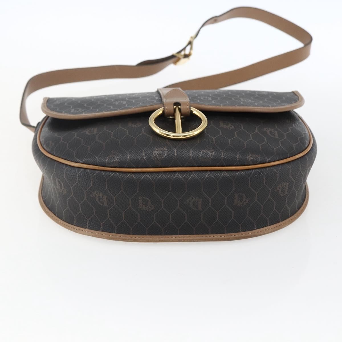 Christian Dior Vintage Honeycomb Shoulder Bag Canvas and Leather, BLACK, CANVAS, Shoulder bag