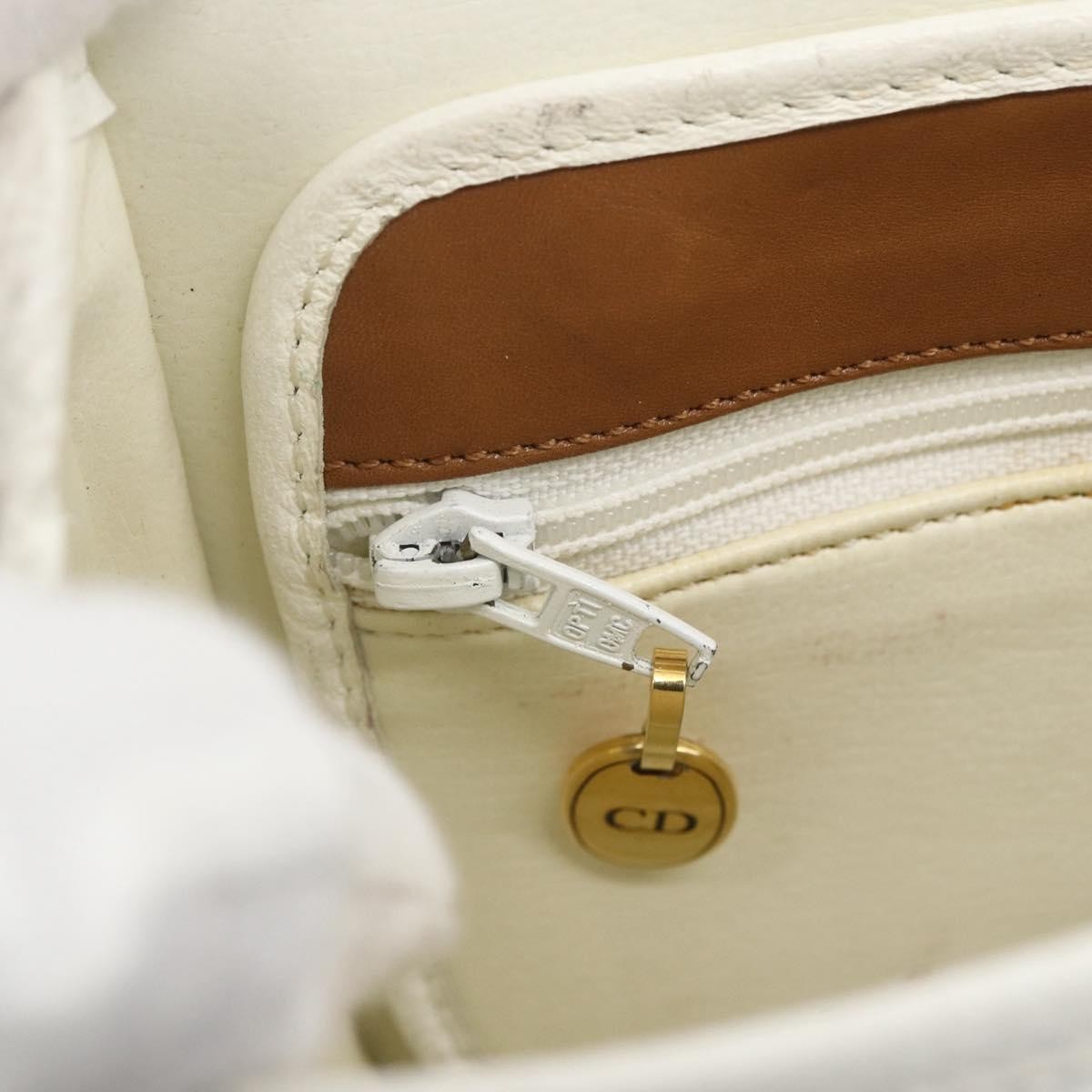 Christian Dior Vintage Shoulder Bag Leather, WHITE, LEATHER, Shoulder bag