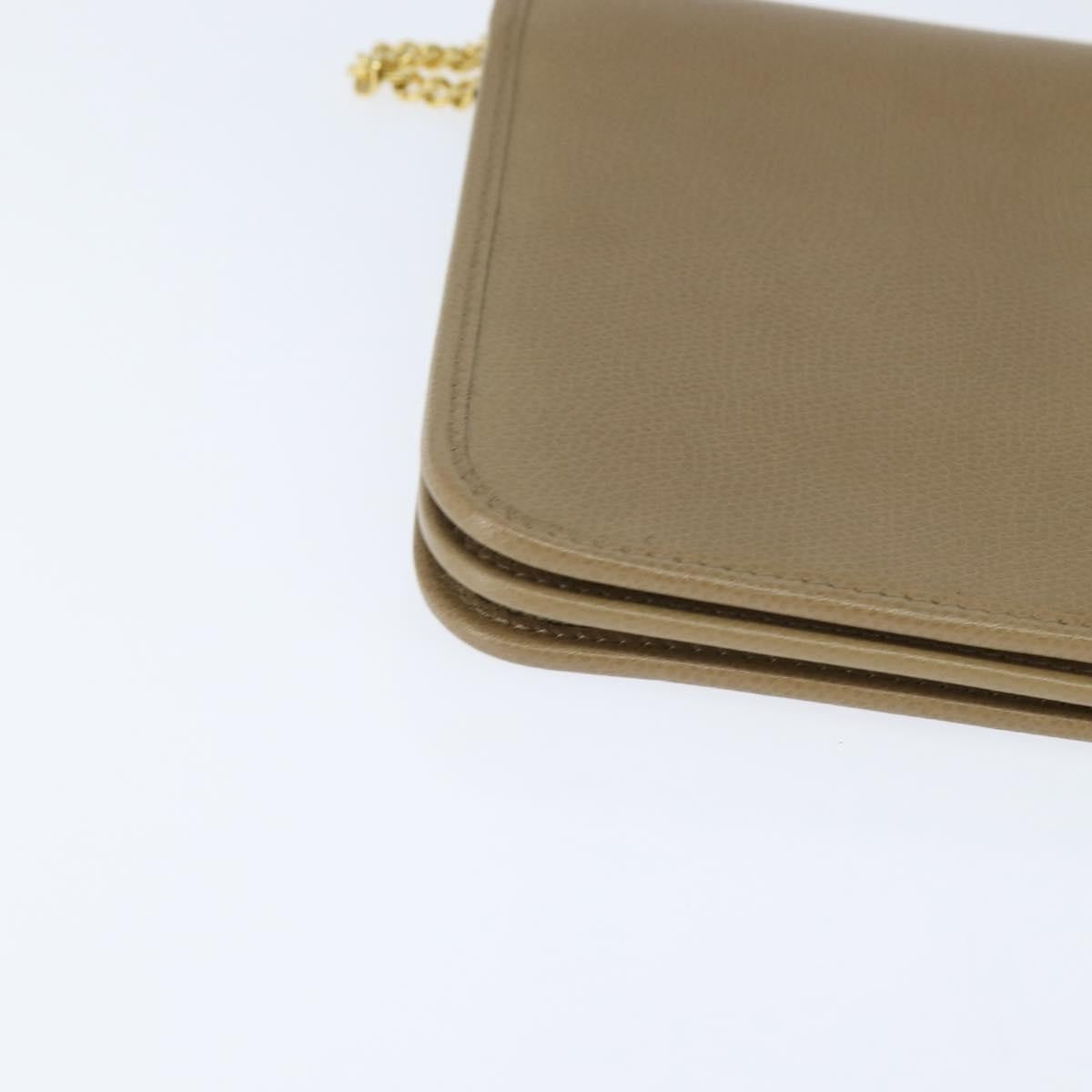Christian Dior Vintage Chain Flap Shoulder Bag Leather, BEIGE, LEATHER, Shoulder bag
