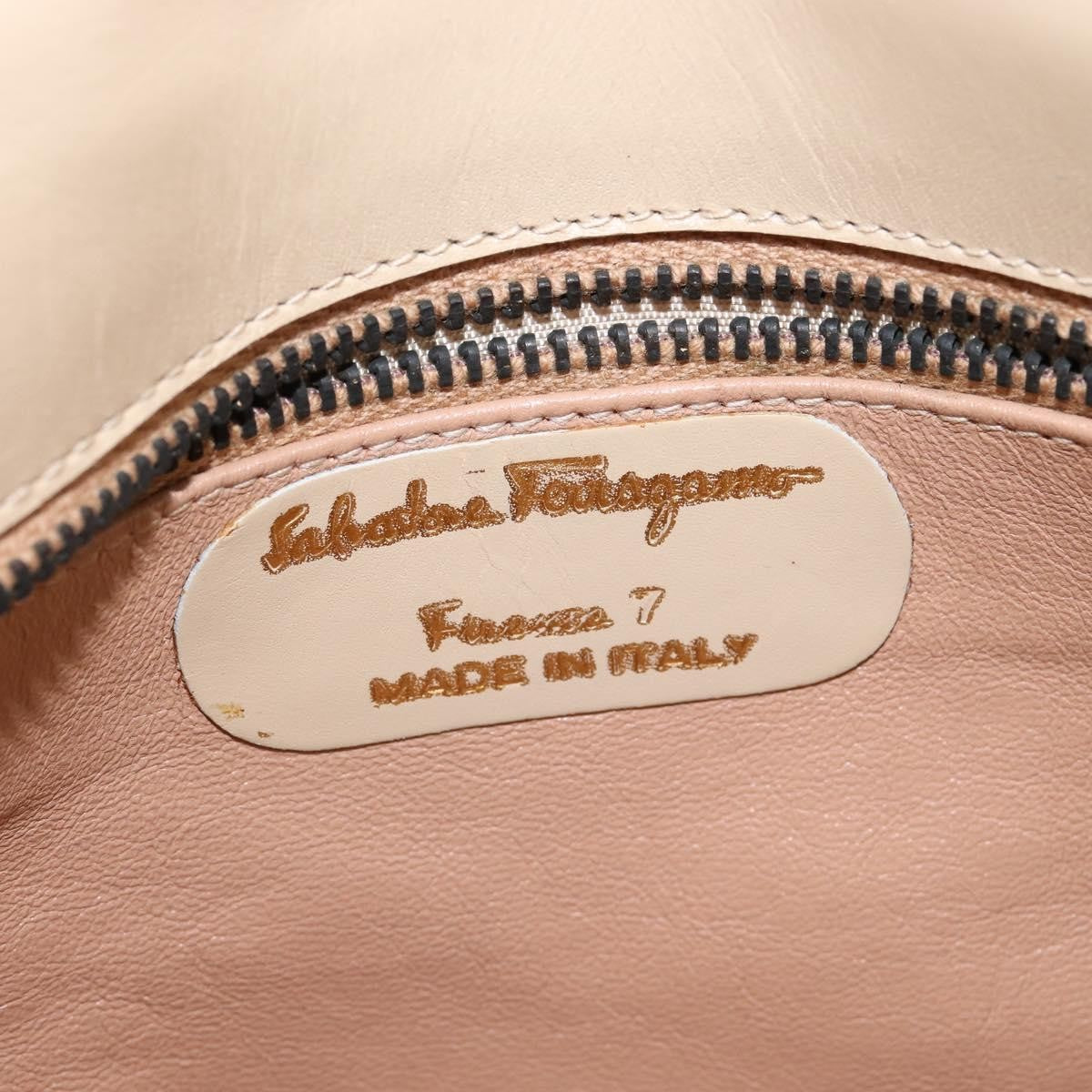 Salvatore Ferragamo Vintage Shoulder Bag Leather, BEIGE, LEATHER, Shoulder bag