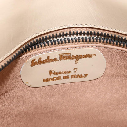 Salvatore Ferragamo Vintage Shoulder Bag Leather, BEIGE, LEATHER, Shoulder bag