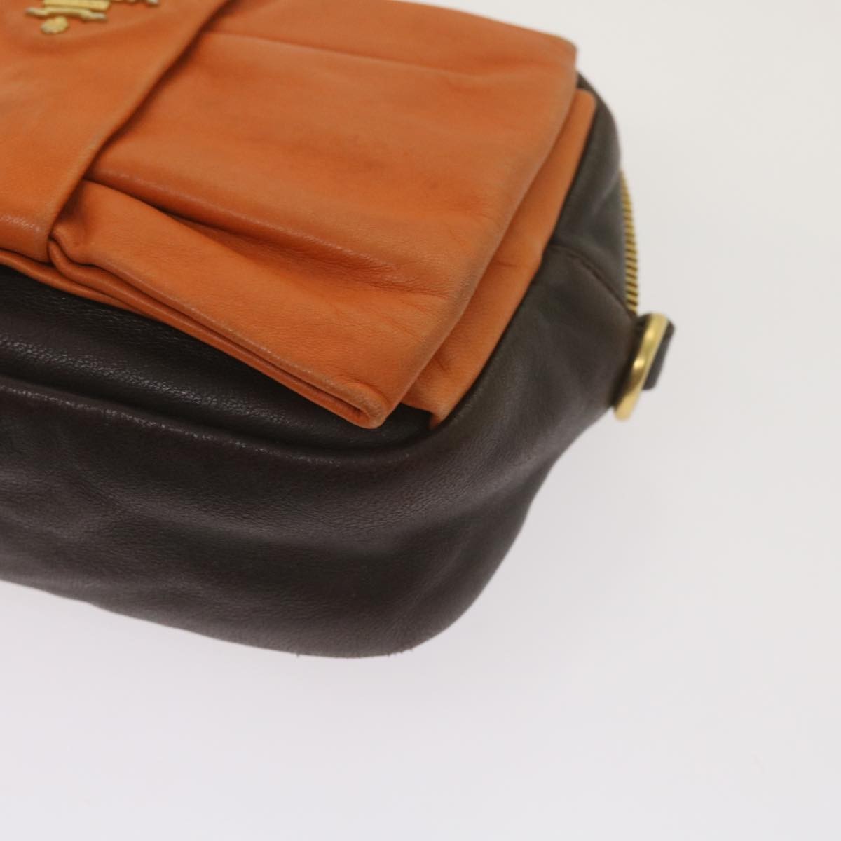 Prada Bow Camera shoulder Bag Leather, ORANGE, LEATHER, Shoulder bag