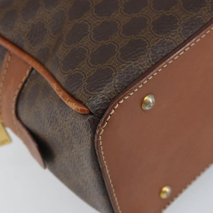 Celine Vintage Macadam Handbag Canvas and Leather, BROWN, CANVAS, Handbag