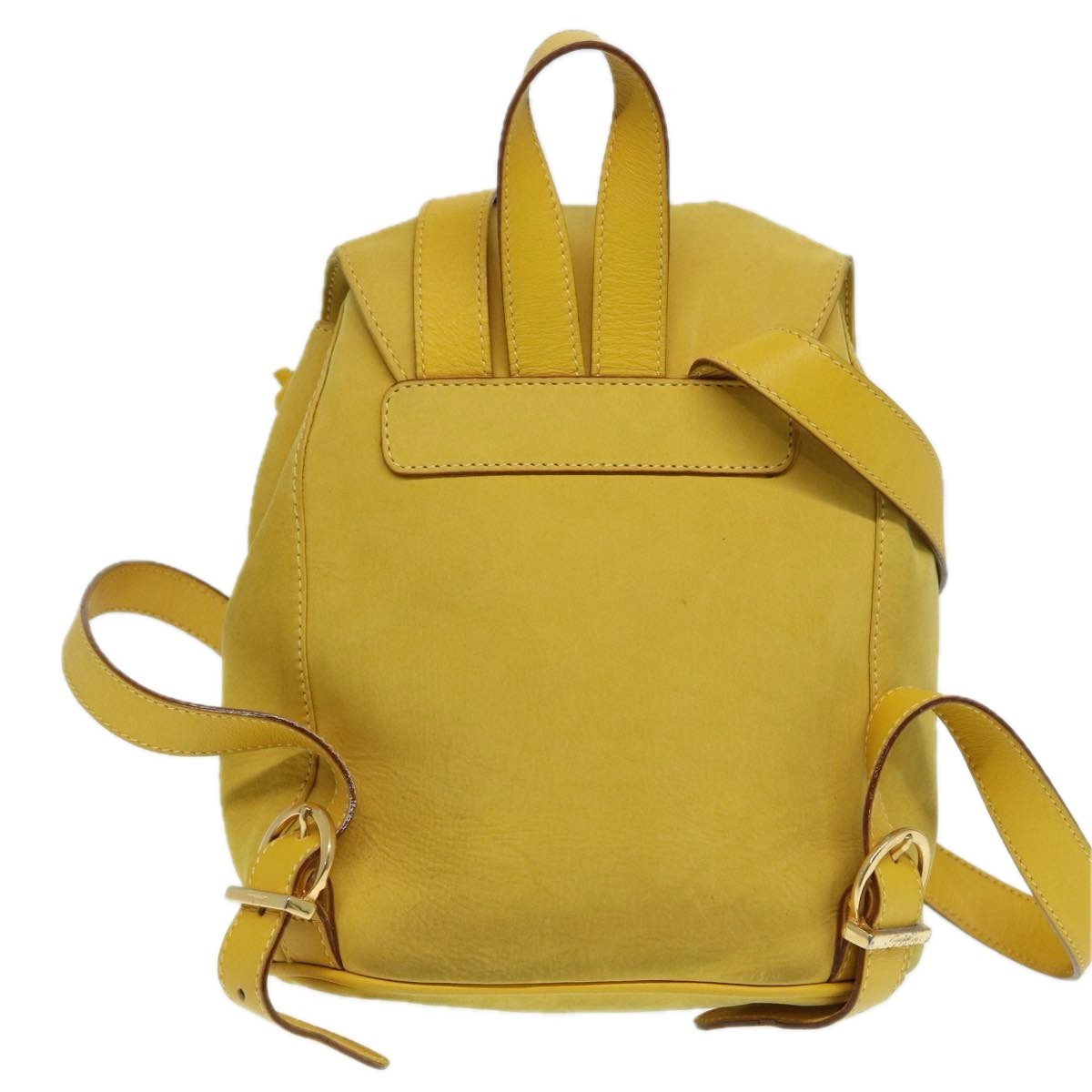 Salvatore Ferragamo Gancini Flap Drawstring Backpack Suede, YELLOW, SUEDE, Backpack