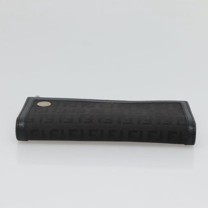 Fendi FF Flap Wallet Zucca Canvas with Embossed Leather, BLACK, CANVAS, Wallets